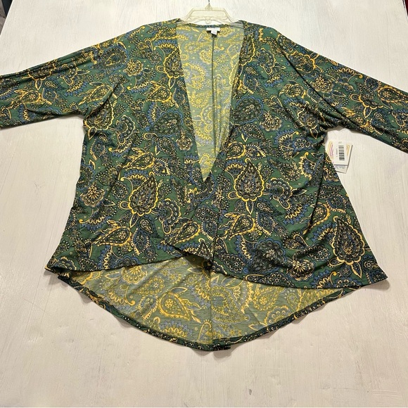 LuLaRoe Lindsay Kimono Cardigan L NWT Green Paisley Floral Open Front Cover Up - Picture 1 of 9